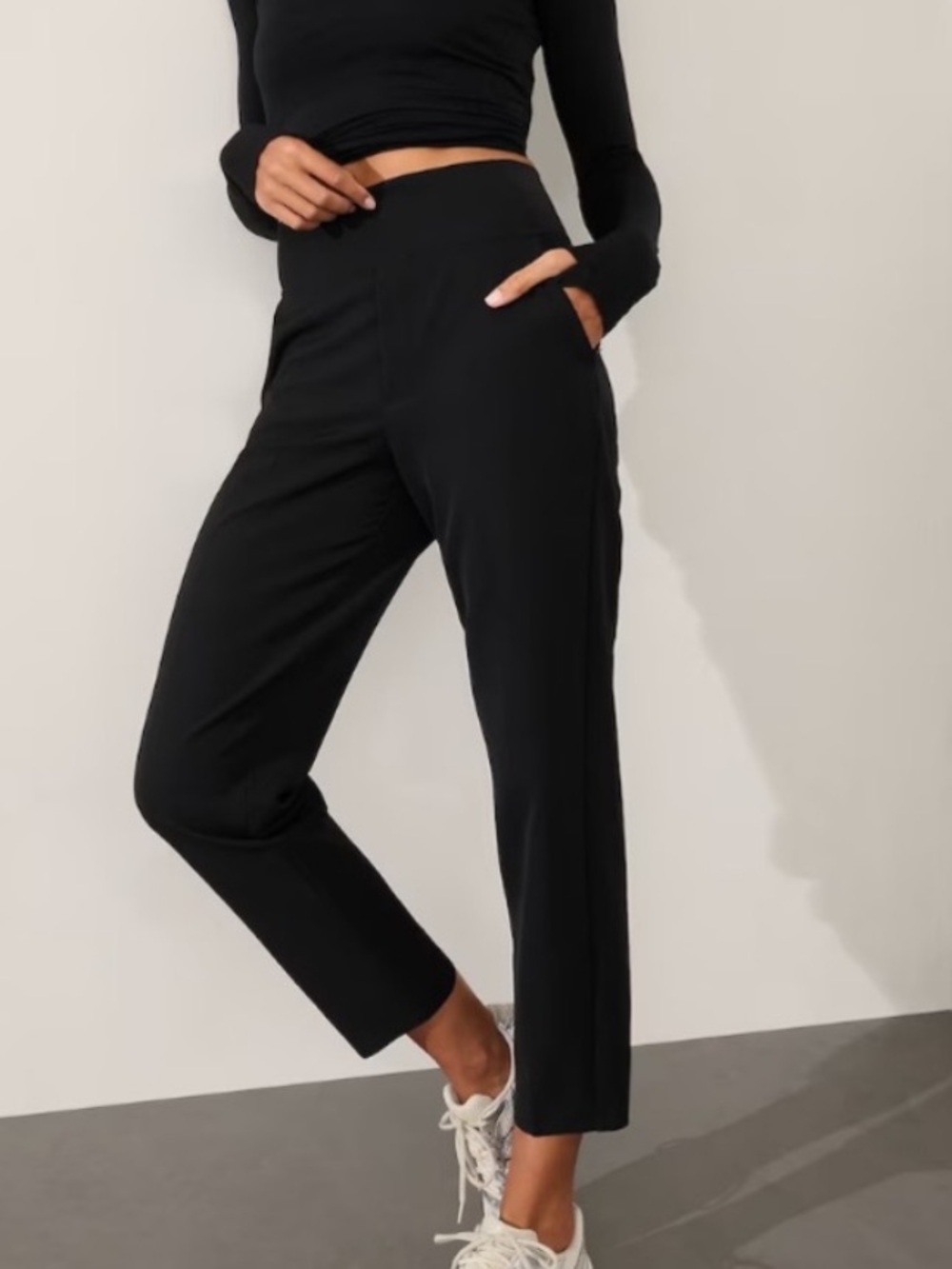 Athleta Endless High Rise Pant Black Black Casual Athleisure Travel 533636 Sz 12